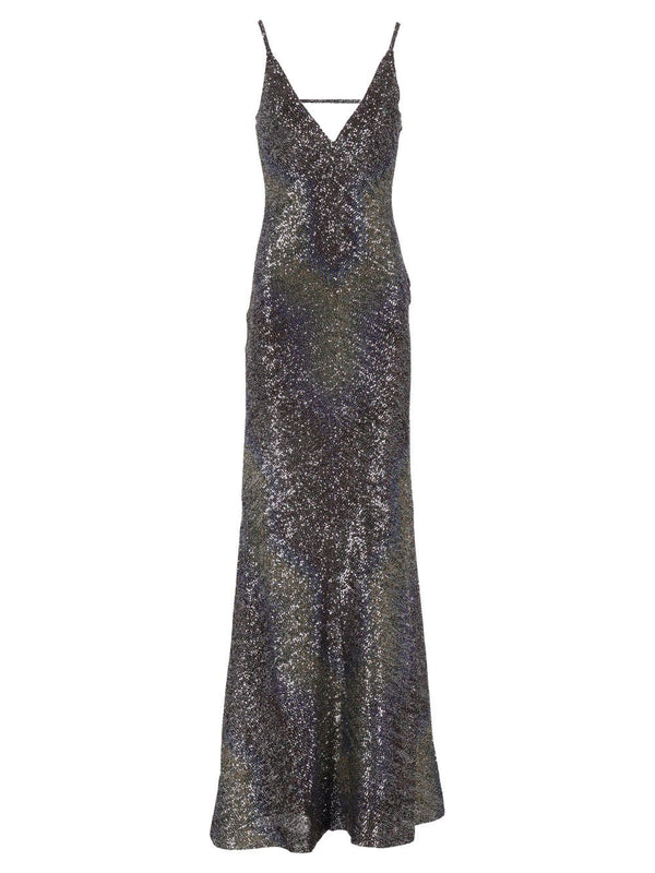 Long Dress With Low Back And Sequins Dresses Multicolor