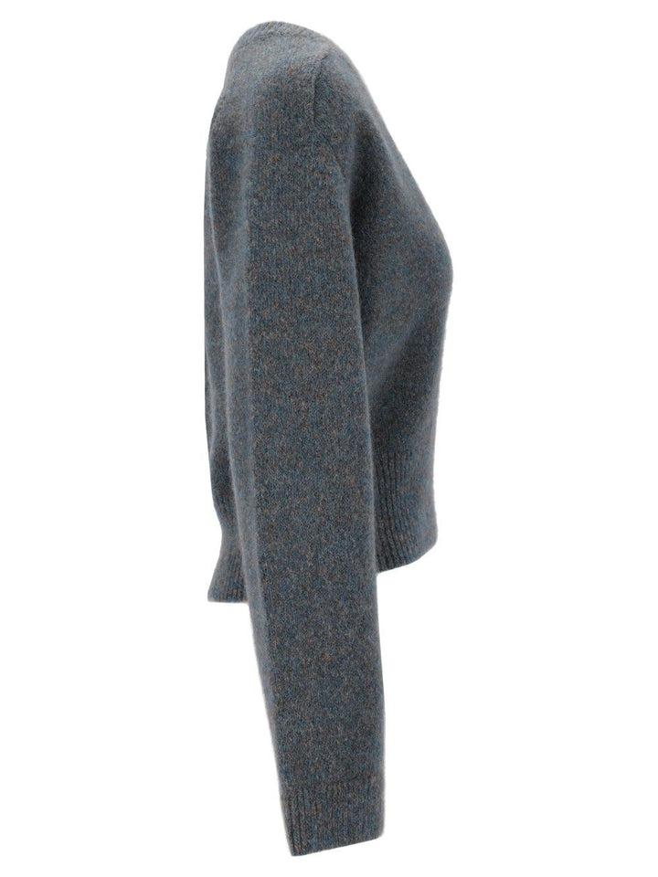 Ganni Melange Mohair Deep V-Neck Knitwear - Blue | e7aea8420f70d84e460131033ee36374d1cfef60