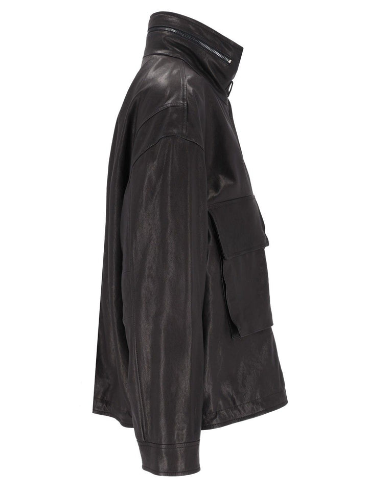 Emporio Armani Leather Bomber Jackets - Black | 4bfea7a3519569e3fe3ad487d8d125fc7c4f23d7
