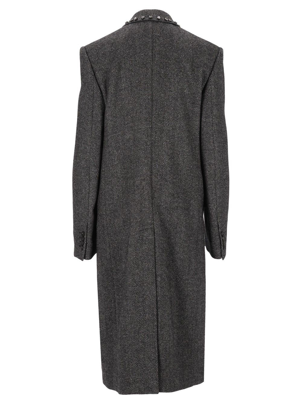 Stella Mccartney Embellished Coat Coats - Grey | bbfdf76ce9436233ea18c4ffb1509a9830b0d00a
