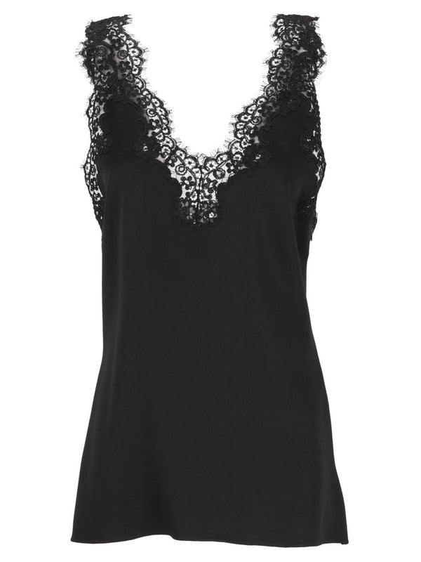 Top With Lace Details Tops Black