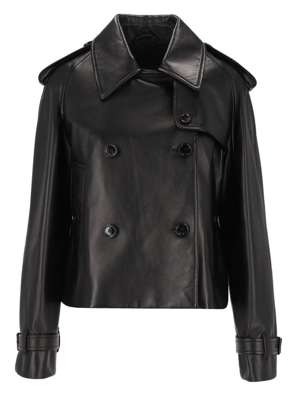 Mayfair Cropped Leather Trench Jacket Jackets Black