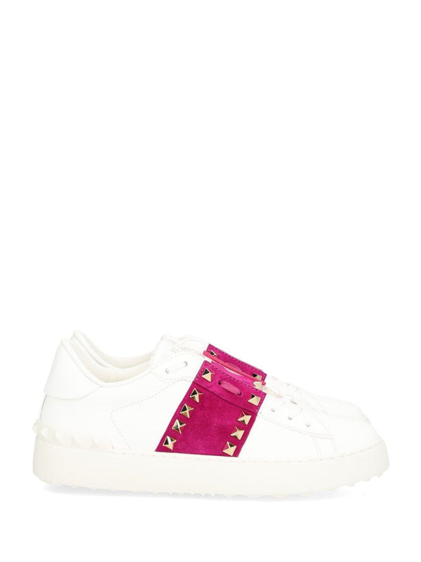 Rockstud Untitled Leather Sneakers White