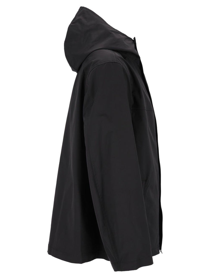 Balenciaga Long Windbreaker Technical Twill Jackets - Black | 3715583d8881ec427ecd2195c6611a99d3ede76f