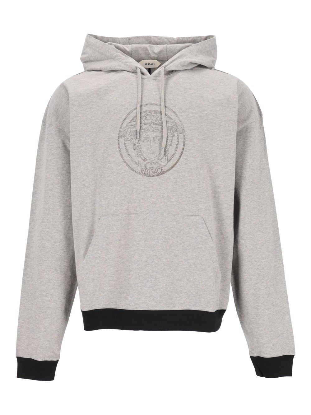 Versace Sweatshirt Cotton Jersey Melange With Medusa Stamp Print, Washed Sweatshirts - Grey | 75e1ab356586f509bcce5d8172e140fcc852b738