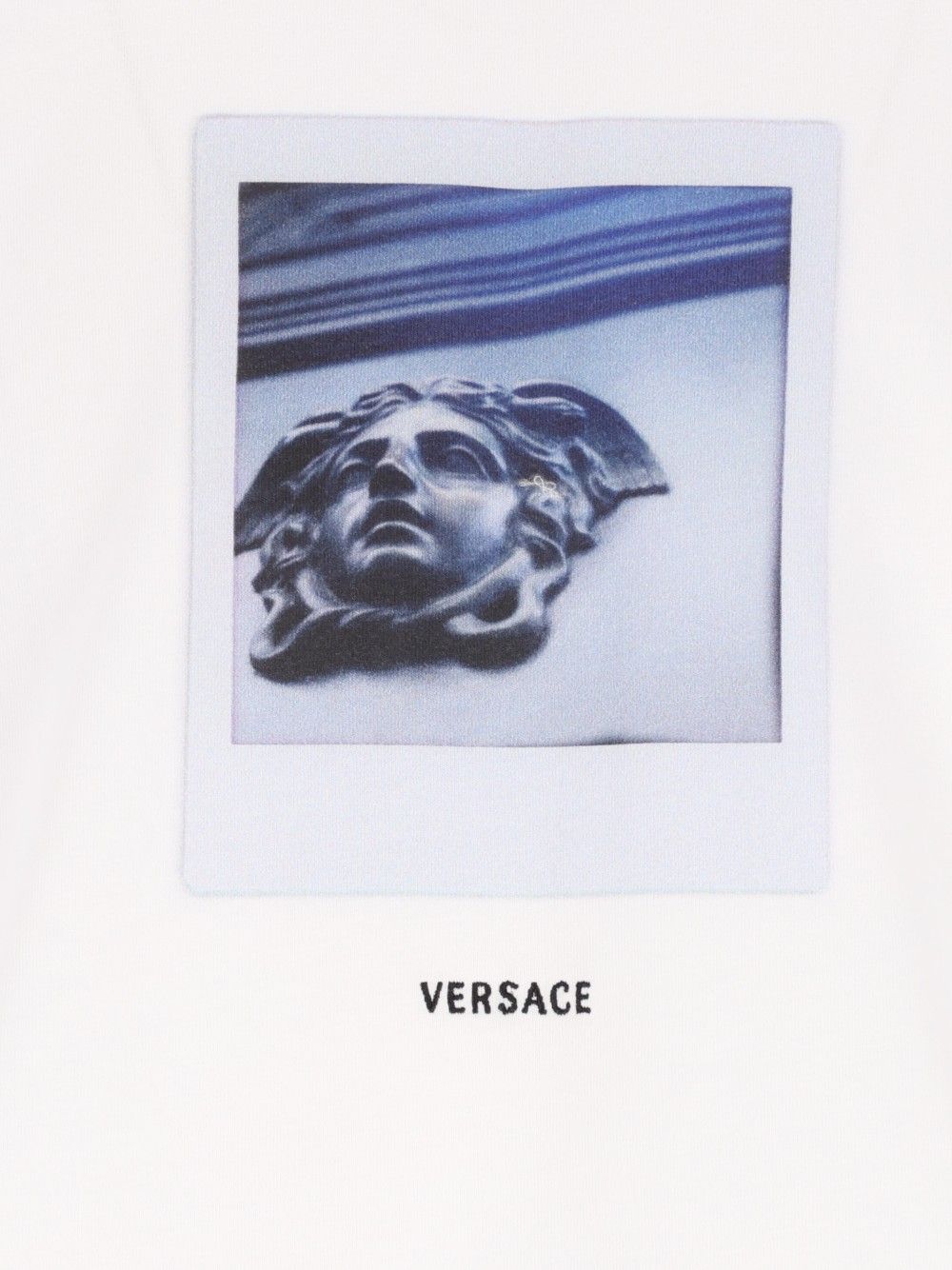 Versace Cotton Jersey With Medusa Polaroid Print And Versace Logo Embroidery T-Shirt - White | 6f4f899ae41b9b57124d4dfbf3eebd745a04ee5c
