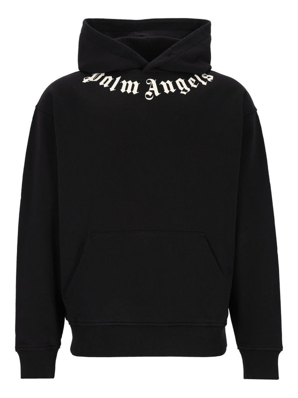 Neck Logo Hoodie Sweatshirts Black