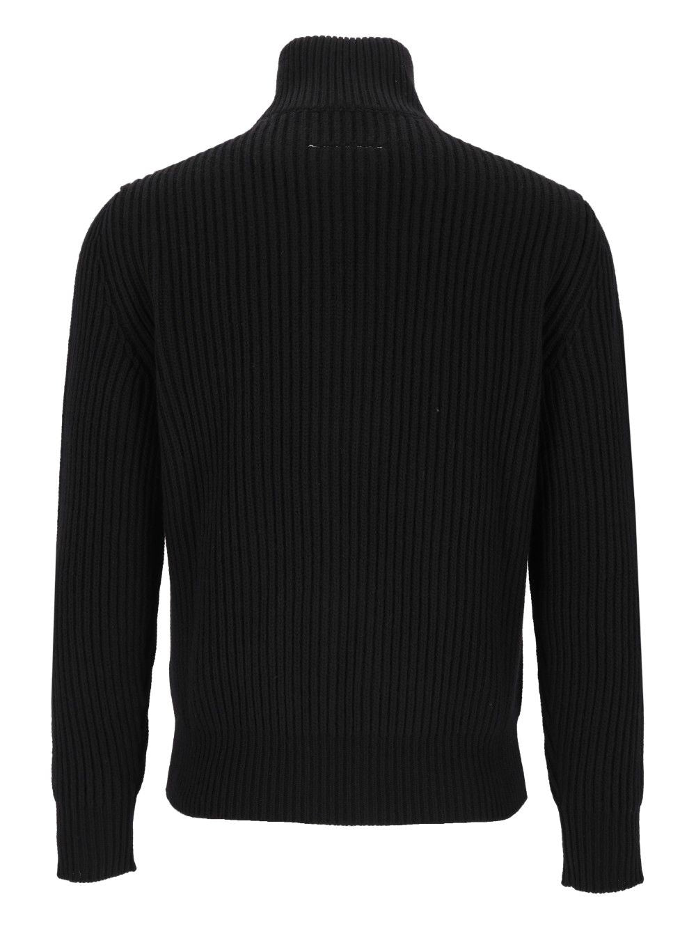 Mm6 Maison Margiela Ribbed Knit Jacket Jackets - Black | 11338b6a99454708dadd9073b944d4b58cbd4507