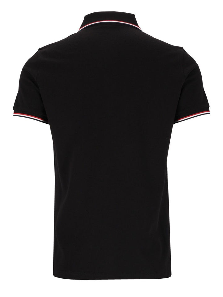 Moncler Cotton Pique  With Tricolour Trim Polo shirt - Black | 4144368620ad76b8a2c7b56bb04688929977c14d