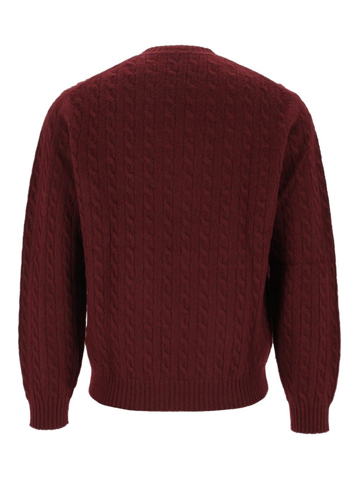 Eleventy Cable-Knit Jumper Knitwear - Bordeaux | f5928ee57838126794360518de39dad2b8db013b