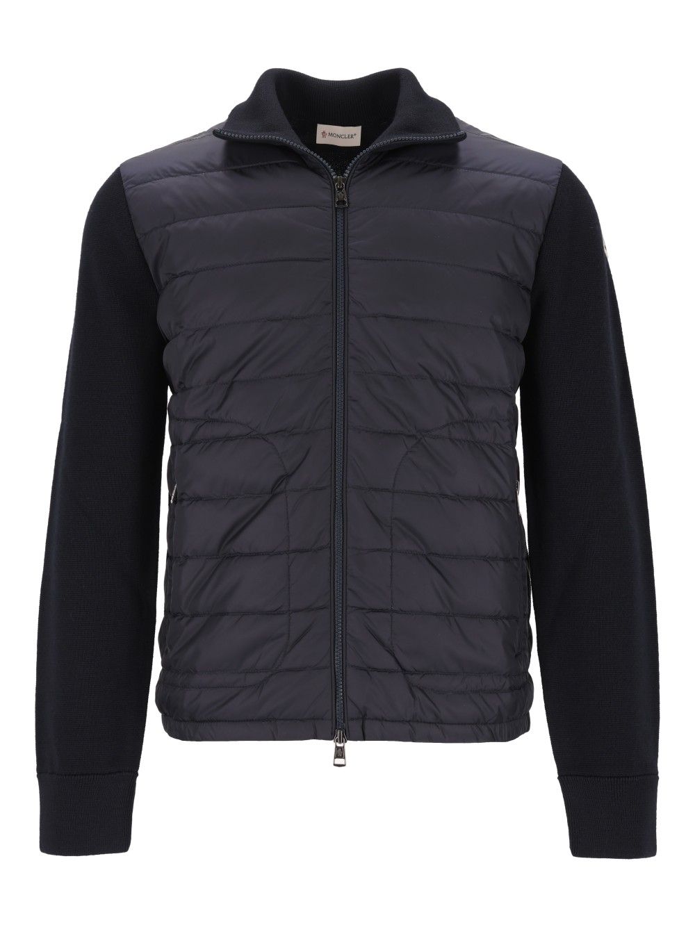Moncler Quilted Jacket With Zip Knitwear - Blue | 0dda8a74e62da18483e1193e489693d6b0f4d15f