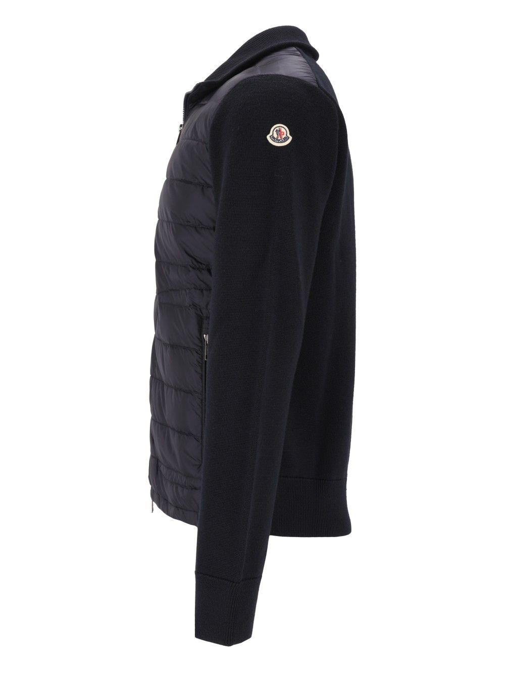 Moncler Quilted Jacket With Zip Knitwear - Blue | 2d5159684a12044cff0f1937c2e4e3a4c663727a