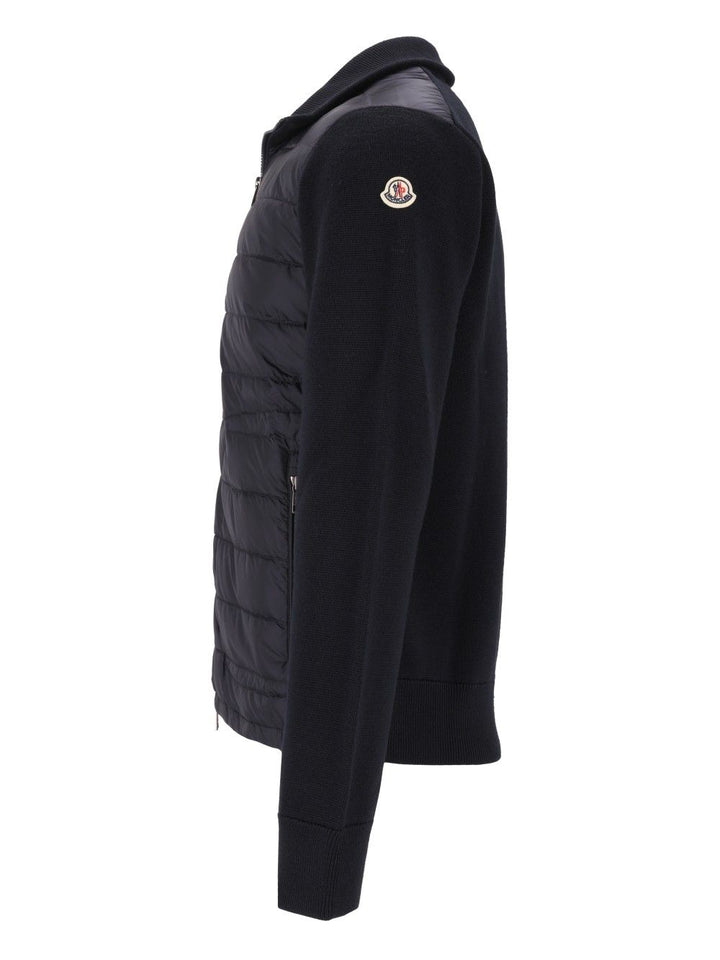 Moncler Quilted Jacket With Zip Knitwear - Blue | 2d5159684a12044cff0f1937c2e4e3a4c663727a