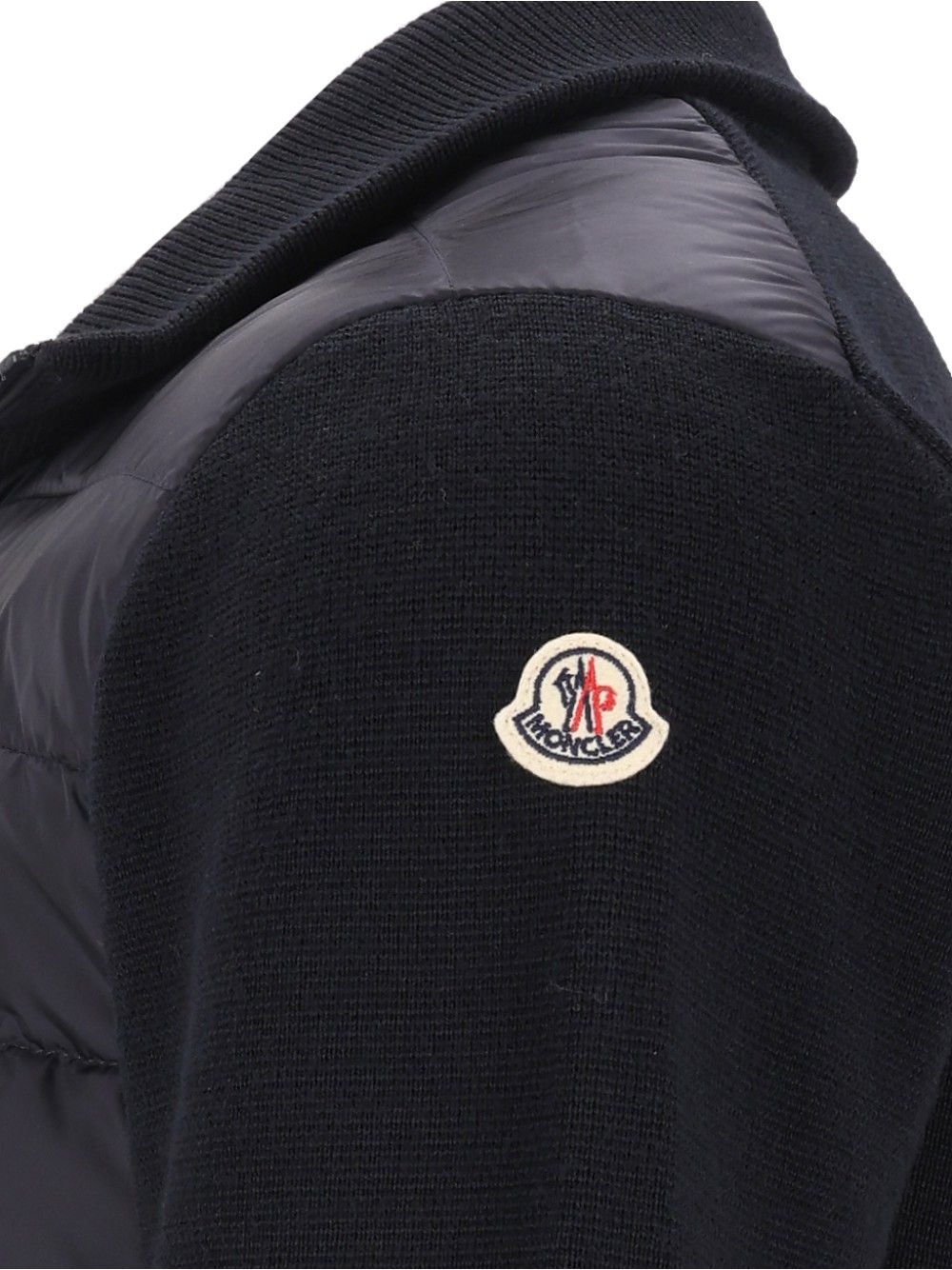 Moncler Quilted Jacket With Zip Knitwear - Blue | 8ccb78a0b2fd62c2ae559e7a28e5445c7b03b510