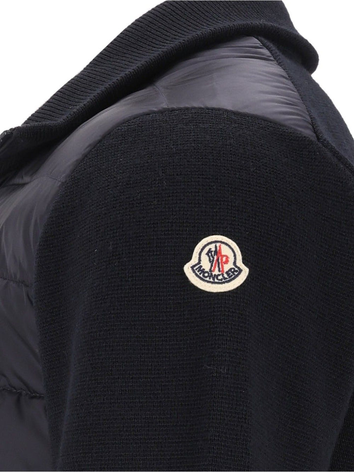Moncler Quilted Jacket With Zip Knitwear - Blue | 8ccb78a0b2fd62c2ae559e7a28e5445c7b03b510