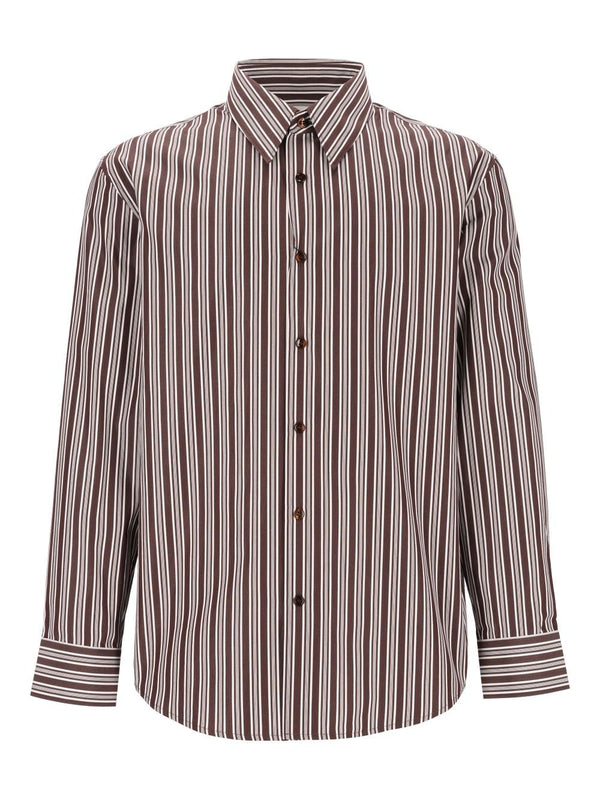 Striped Cotton Poplin Shirt Shirts Brown