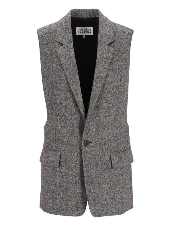 Merino Wool Knitted Vest Jackets Grey