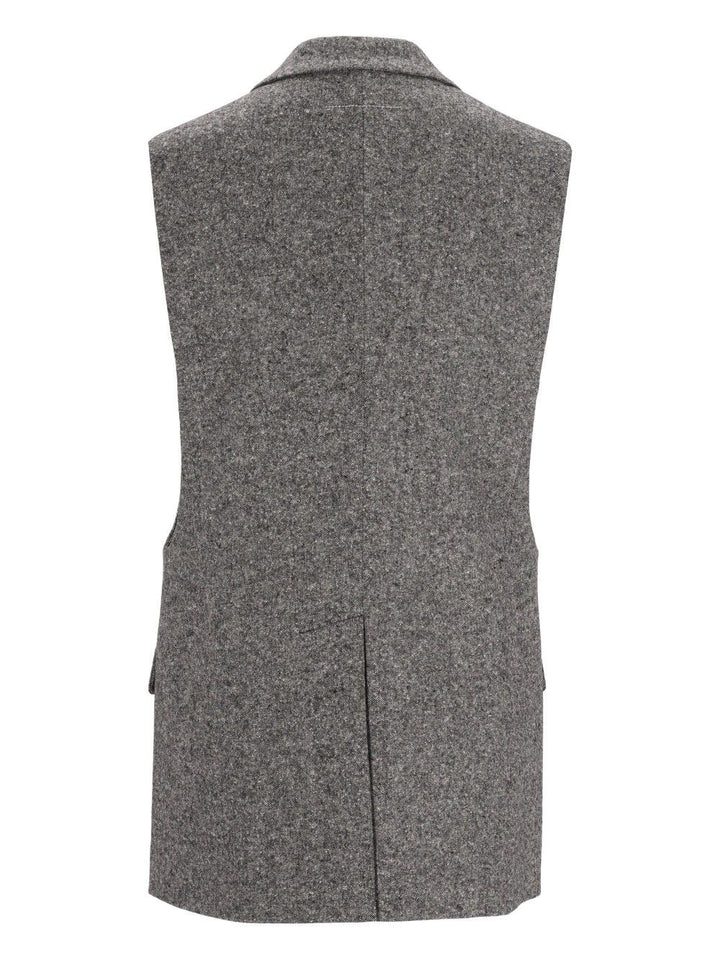 Mm6 Maison Margiela Merino Wool Knitted Vest Jackets - Grey | 51b5afe4a49ae1c3cde8c453cbeecbb48345c632