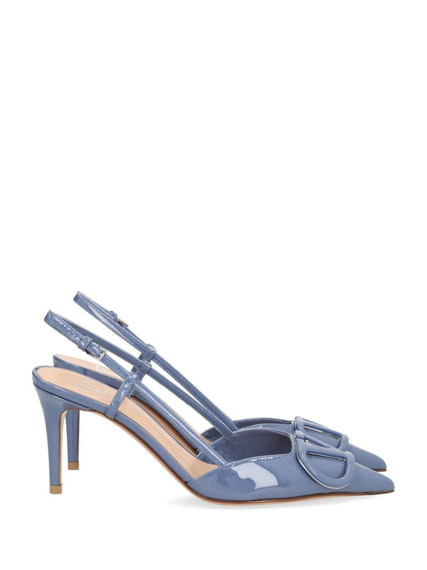 Vlogo Signature Patent Leather Slingback Pumps Light Blue