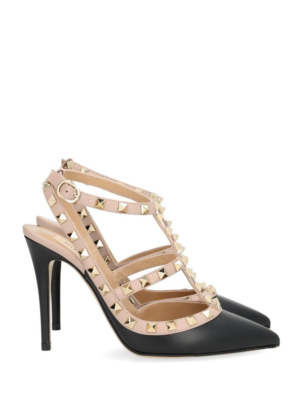 Rockstud Patent Leather Pumps Sandals Black