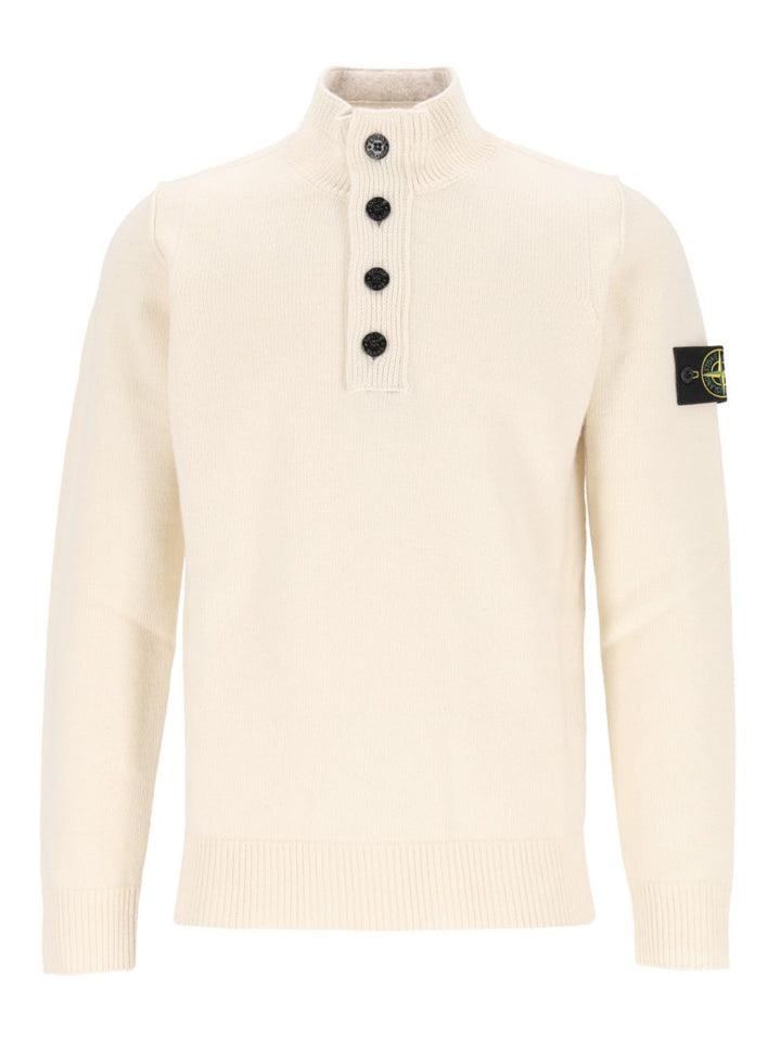 Stone Island Short Zip Sweater Knitwear - White | 939ee439fa6d4091e7908395d3126b399de127f6