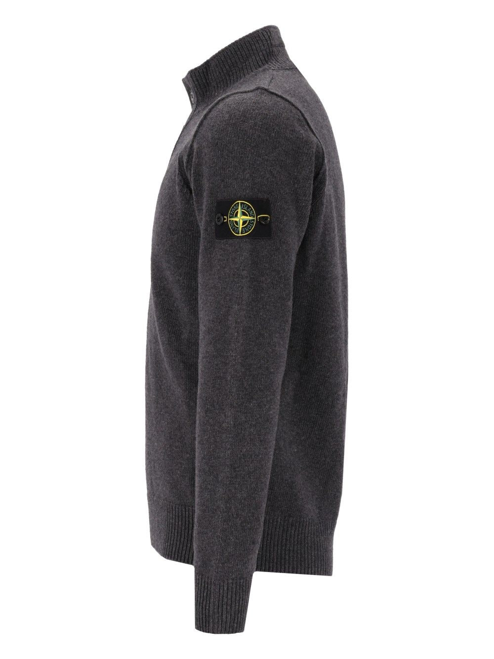 Stone Island Short Zip Sweater Knitwear - Grey | 840284ded6d387f72caefd52bbca6395218504a0