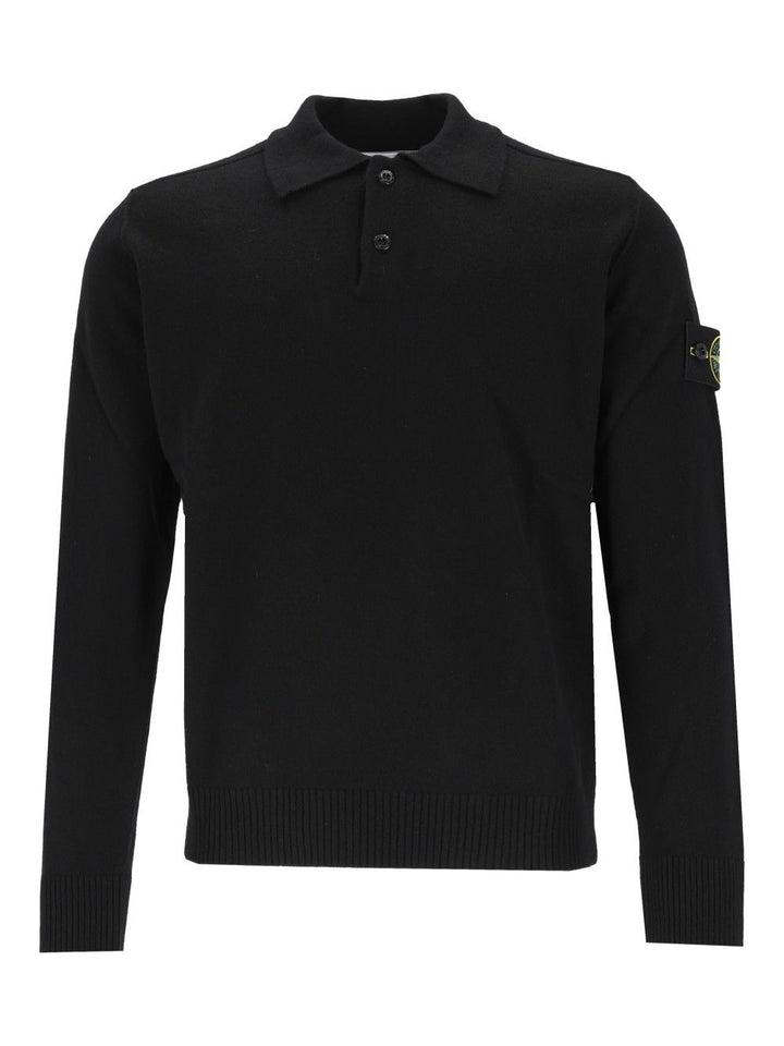 Stone Island Rws Geelong Lightweight Wool Polo Sweater Knitwear - Black | ce50653de906a9fa10d44f406fd447cc2aba5a1d
