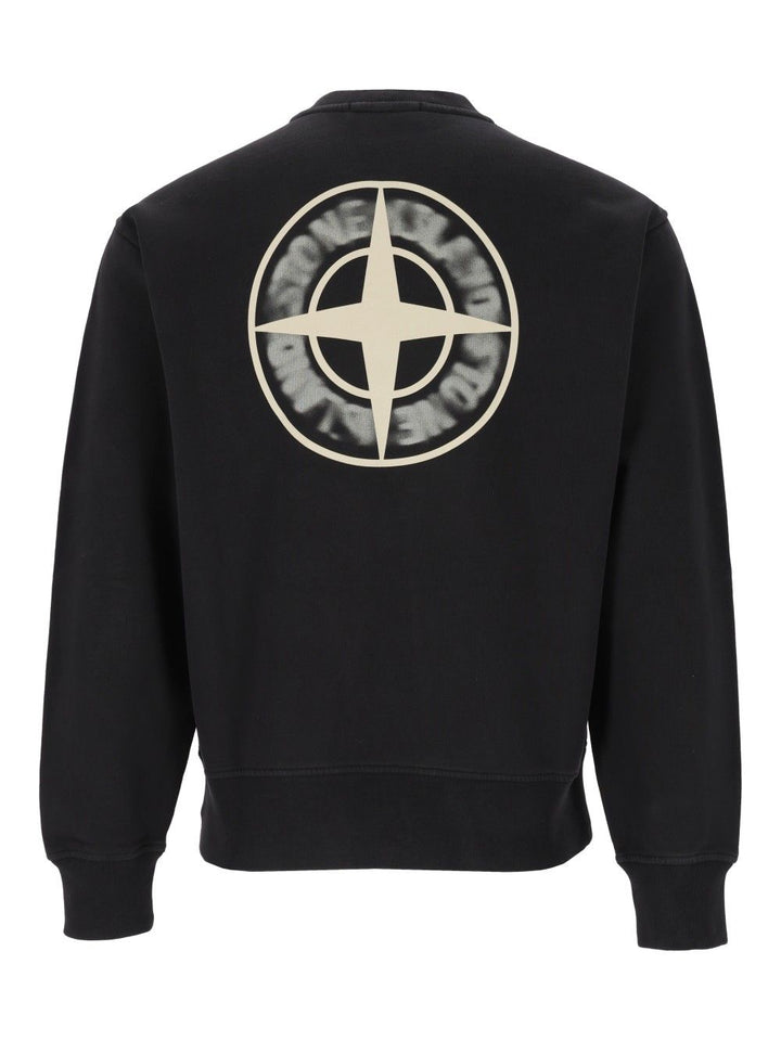 Stone Island Organic Cotton Fleece Crewneck Sweatshirt Sweatshirts - Black | 3e141387a4d35924bda5ef971660405e7673c579