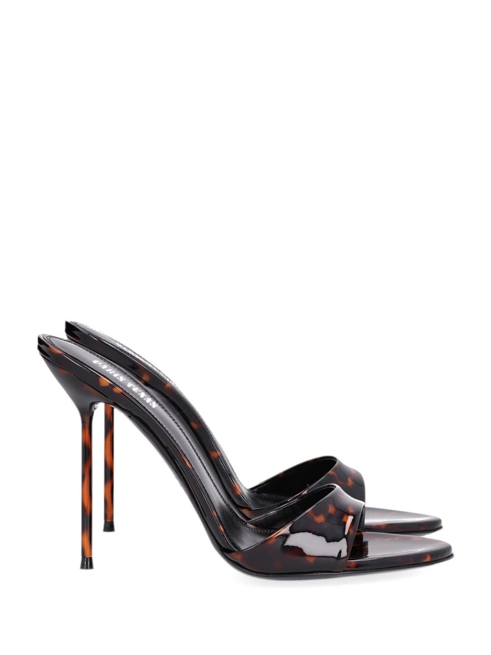 Paris Texas Lidia Mule Printed Patent Sandals - Brown | 0462af01de967c1118db7dc9f8092e3efa463fb9