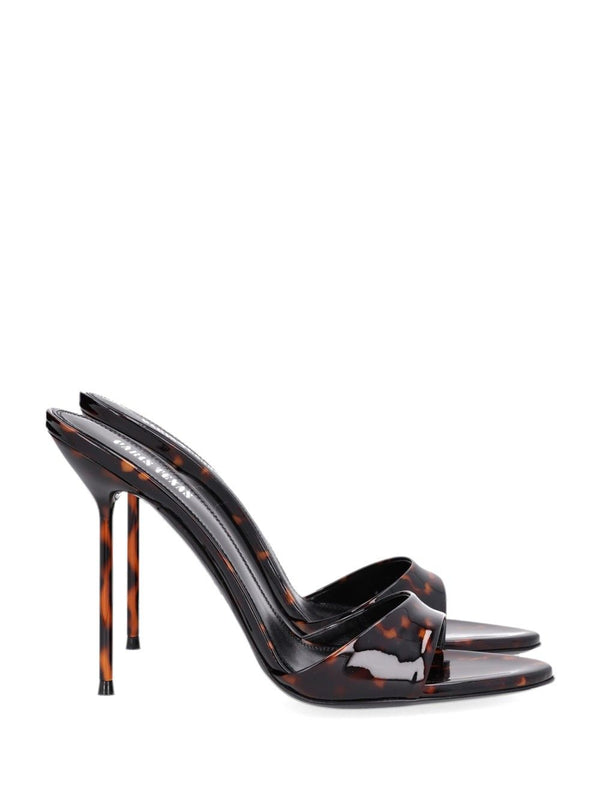 Lidia Mule Printed Patent Sandals Brown