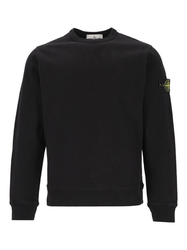 Brushed Organic Cotton Fleece, Garment Dyed Sweatshirts Black