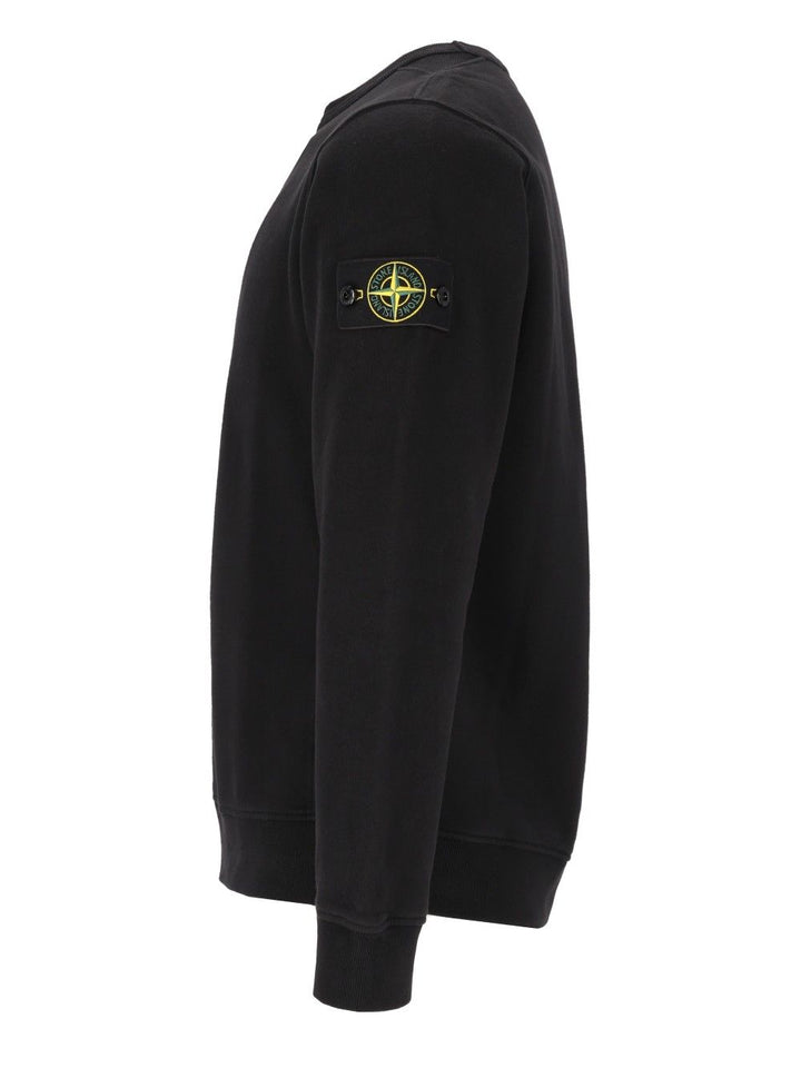 Stone Island Brushed Organic Cotton Fleece, Garment Dyed Sweatshirts - Black | 46379b655763f86839e517c177d4b0b907d11142