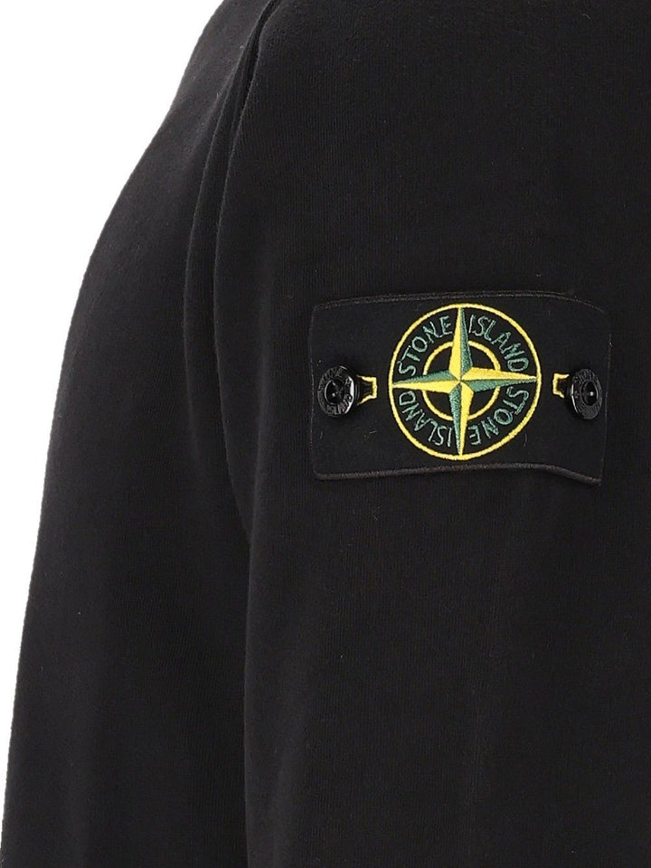 Stone Island Brushed Organic Cotton Fleece, Garment Dyed Sweatshirts - Black | c726d8a38980570fdaf988a26504deeb6ec4dc65