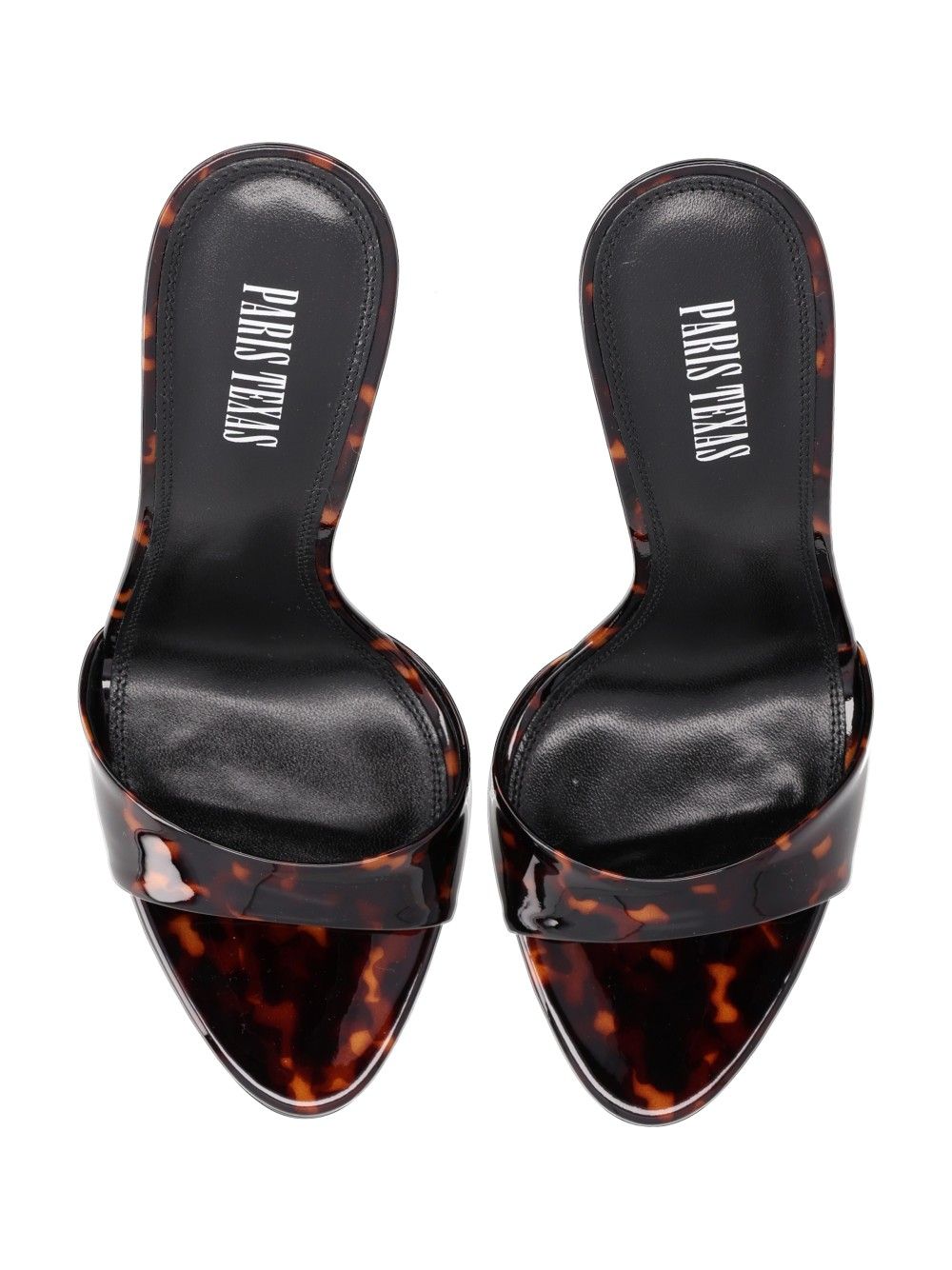Paris Texas Lidia Mule Printed Patent Sandals - Brown | 4ee9b1e1f2ccf328318639bdaa9ada36274c5e62