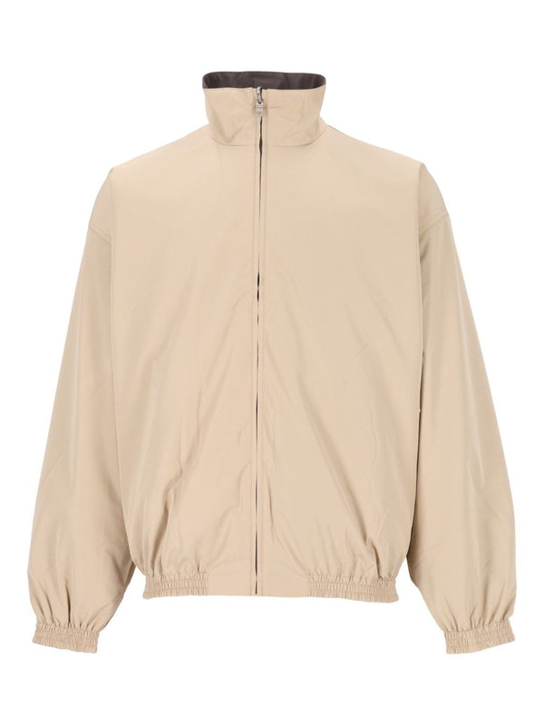 High-Neck Zip Up Jacket Beige