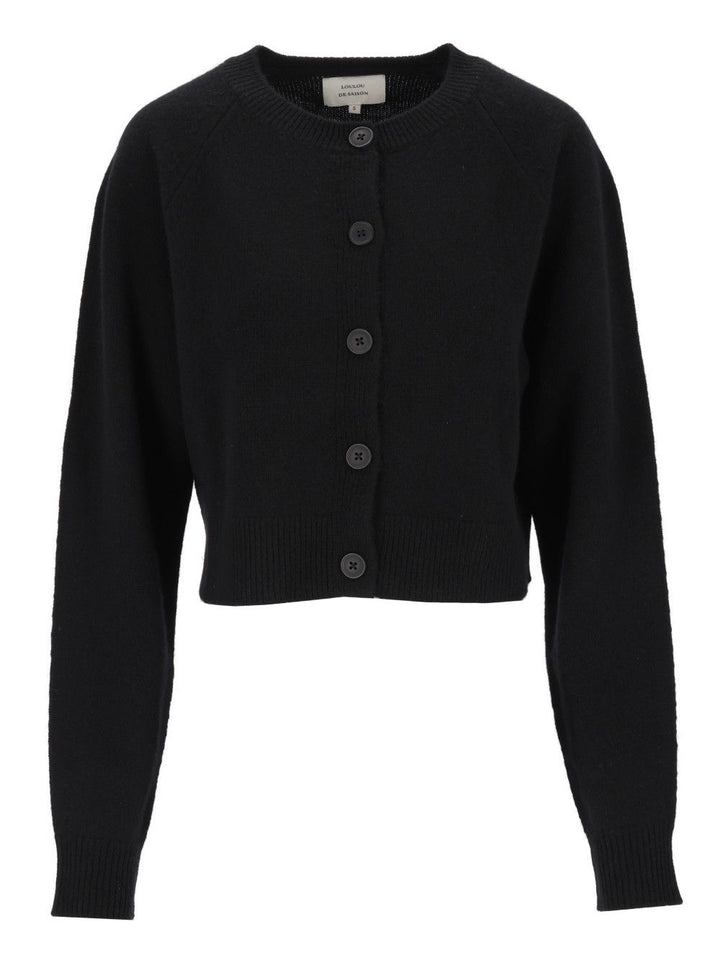 Loulou De Saison Heike Cashmere Cropped Cardigan Knitwear - Black | 3cf38d6c6229f53b74393b8b9ea4dc8cfe1d6b42