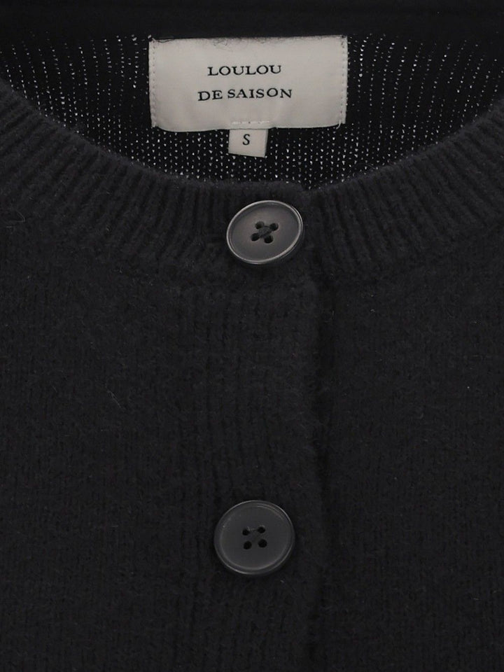 Loulou De Saison Heike Cashmere Cropped Cardigan Knitwear - Black | 9b28338783b614040094217f2b3973155eca7369