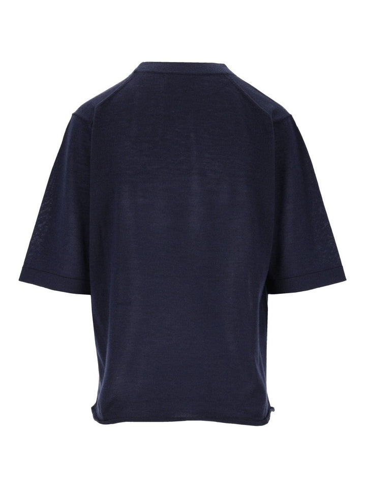 Loulou De Saison Nala Fine Knit Cashmere Top Knitwear - Blue | 4b42efe8f38837b2425fe1854a8154ffb8545feb