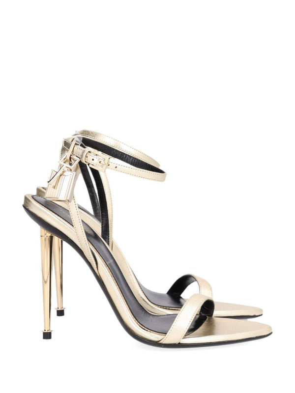 Laminated Nappa Pointy Naked Sandal Sandals Gold