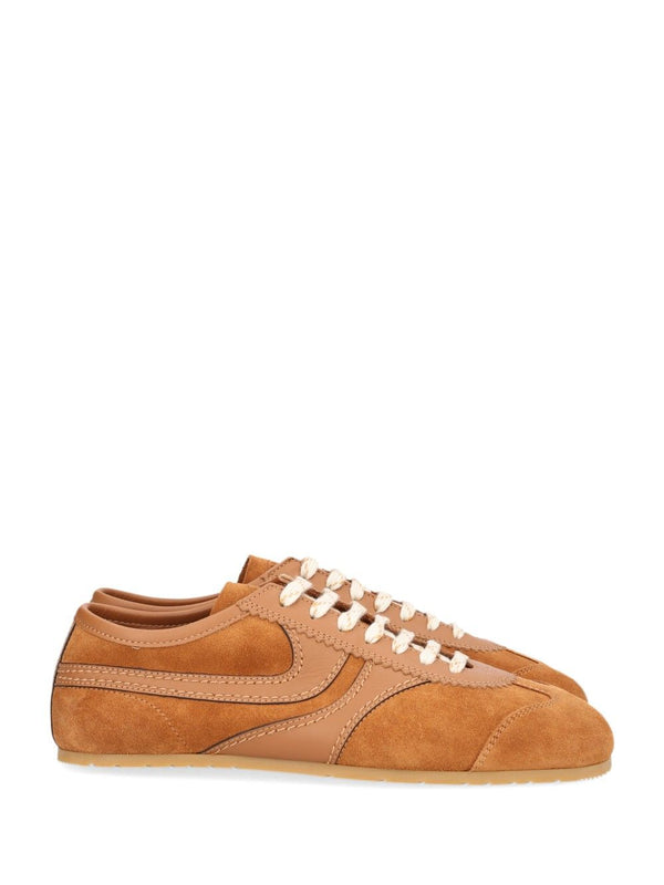 Suede With Thin Signature Sole Sneakers Brown