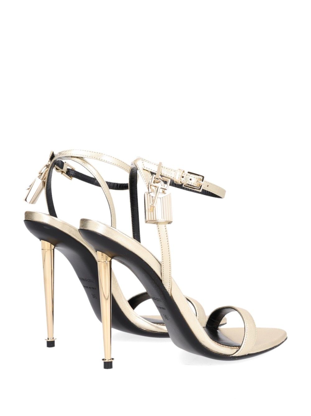 Tom Ford Padlock Sandal With Heel Sandals - Gold | d6b38271924e197105b59aa5734fa29c020c4d76