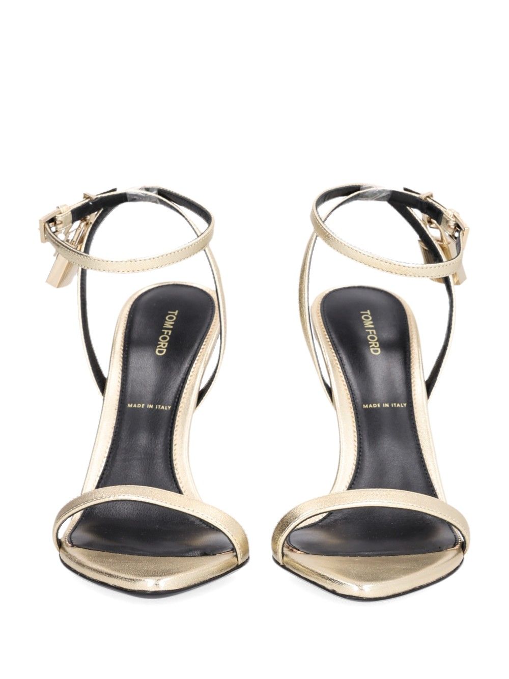 Tom Ford Padlock Sandal With Heel Sandals - Gold | 66db8a151c324660e266199f14b9e473d7377654