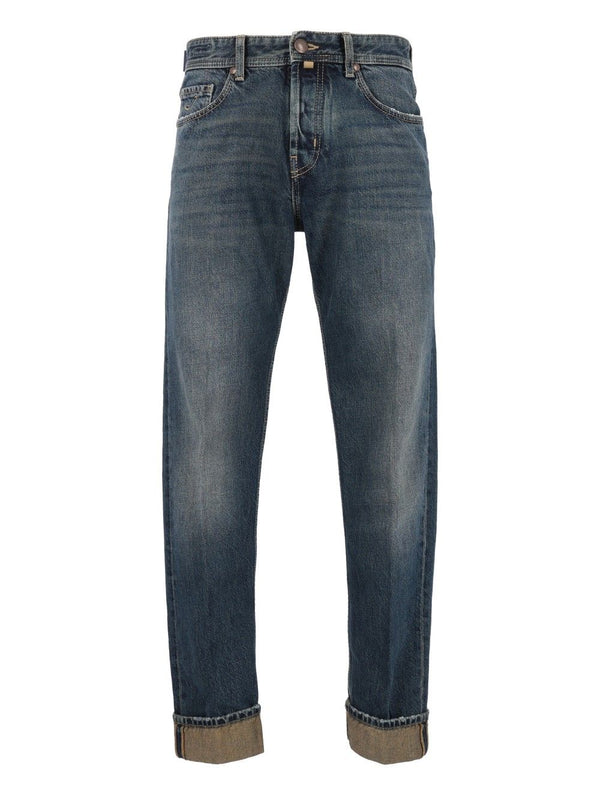 Pant 5pkt Cropped Tapered Leg Jude 13 Oz Salpa Beige 100 Cot Jeans Blue