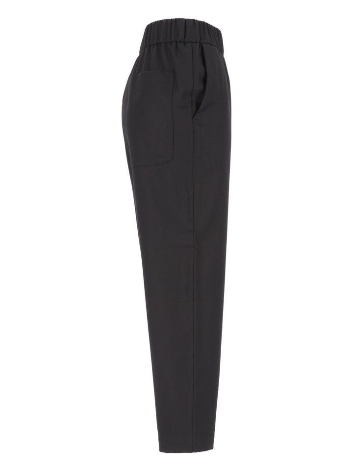 Barena Venezia Pantalone Jole25 Flan 99 Lana 1 Elastan Trousers - Black | 398bebe3f633123d302836c320bb18c09b724b77