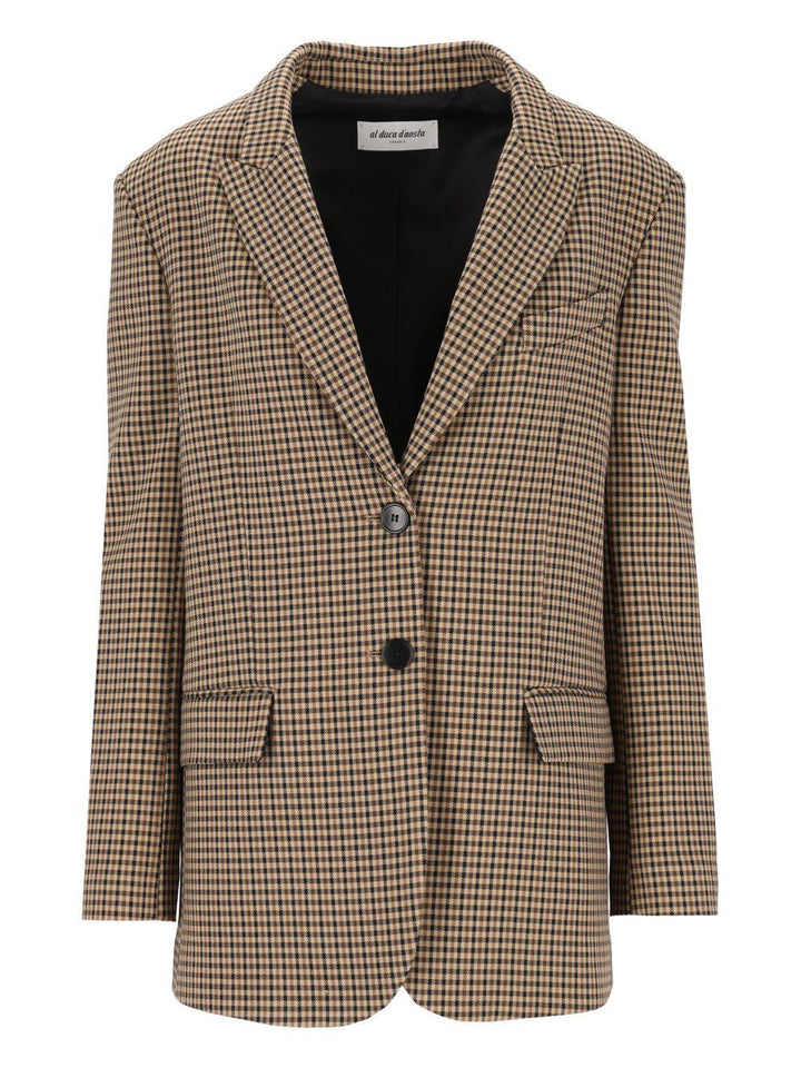 Al Duca D'Aosta Giacca Over Micro Check Jackets - Beige | 744a8404e75676d167bef0cf7e9fd83e43d8a8a5