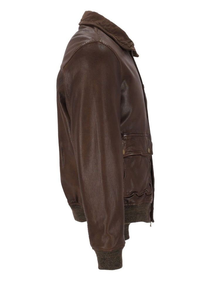 Al Duca D'Aosta Leather Bomber Jacket Jackets - Brown | 395cc930eaca6905e5c5c69aa5c7802285a0eb62