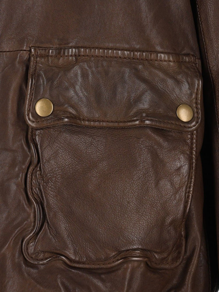 Al Duca D'Aosta Leather Bomber Jacket Jackets - Brown | 7d84af08d1dbd1a036f69f900f28987b9b85f404