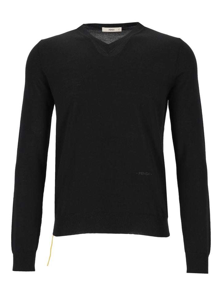 Fendi Pullover Basic Fine Merino Knitwear - Black | 669e649fc89ceebf8a757dea6b264ebe937b1cab