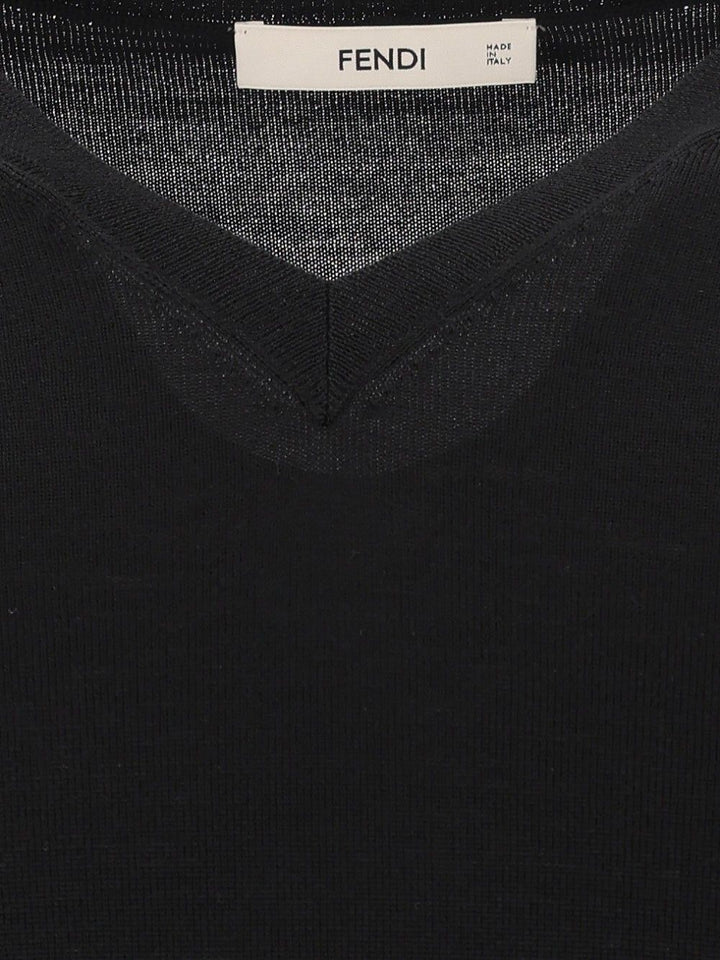 Fendi Pullover Basic Fine Merino Knitwear - Black | 9814511145dc85ba84ce4892cb918152a2e761cc