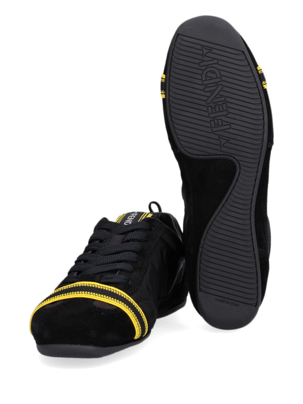 Fendi Sneaker Crosta+Nylon Sneakers - Black | 5be280be0f8b9b78af127135d6c5131d04504981